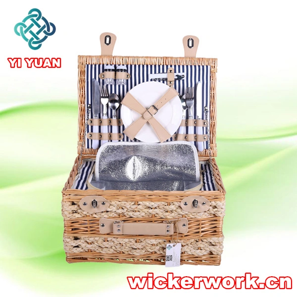 Romantic Picnic Time Hamper Basket Set Four Person Camping Gift