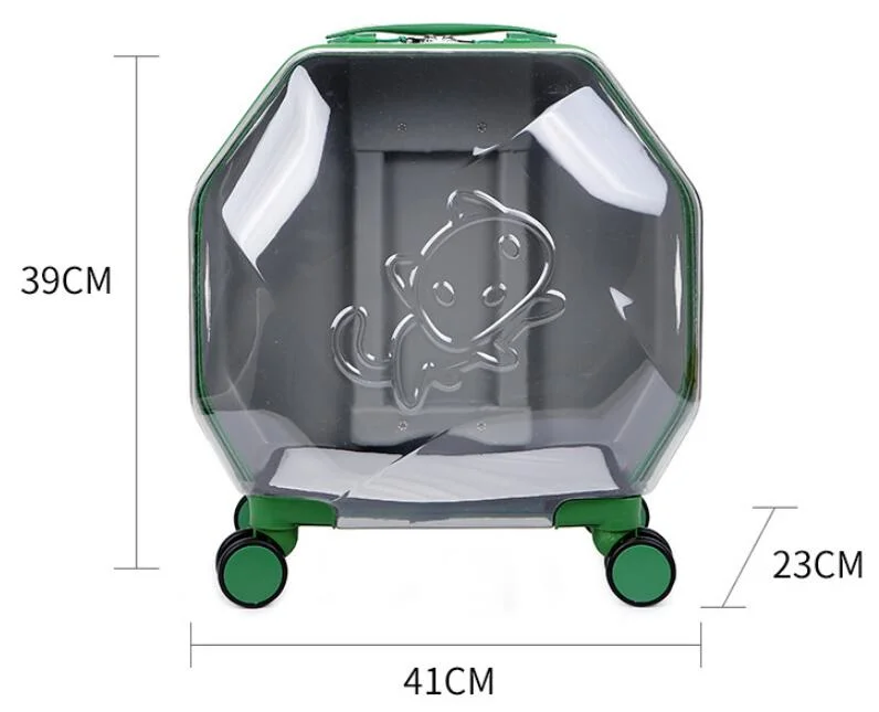 Cat Bag Portable Trolley Case Pet Bag Cat Transparent Pet Breathable Cat Bag out Luggage Space Capsule Trolley Case