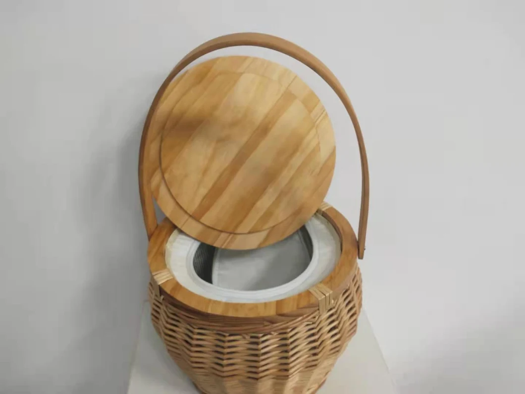 Bobai Haosen Round Rattan Wicker Handwoven Insulated Picnic Basket