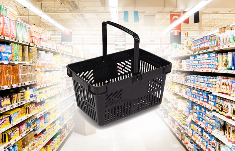 High Quality Handle Design Plastic Wicker Shopping Basket (JS-SBN03)