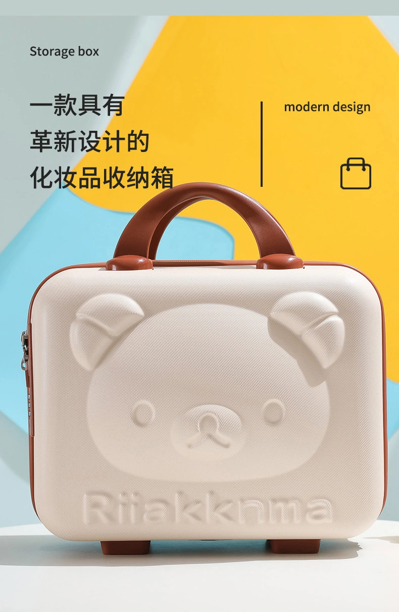 Wholesale Hand Luggage Cartoon Bear Osmetic Bag Mini Password Bag 14inch Gift Travel Cosmetic Sale Products Portable Vanity Case